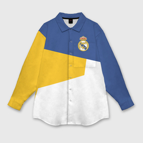 Мужская рубашка oversize 3D с принтом Real Madrid geometry sport ,  |  | emirates | fc | real madrid | клуб | мяч | реал мадрид