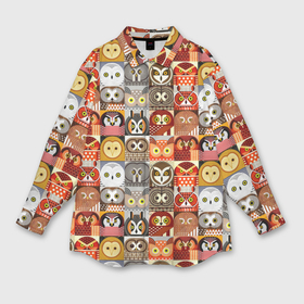 Мужская рубашка oversize 3D с принтом Совы Плитка в Тюмени,  |  | ассорти | вид | глаза | квадраты | кубики | орнитолог | паттерн | принт | птица | сова | филин