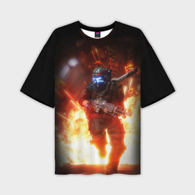 Мужская футболка oversize 3D с принтом Titanfall fighter runs ,  |  | мех | мехи | пилот | пилоты | спектр | спектры | титан