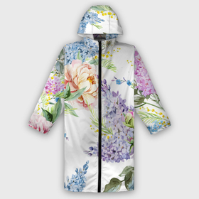 Женский дождевик 3D с принтом Сирень и Пионы ,  |  | Тематика изображения на принте: арт | краска | пион | пионы | прикольные | сирень | тропики | цветные | цветок | цветы