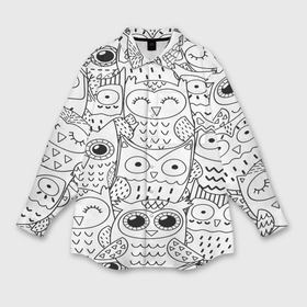 Мужская рубашка oversize 3D с принтом Совушки pattern в Новосибирске,  |  | bird | owl | животные | ночные птицы | птицы | совы
