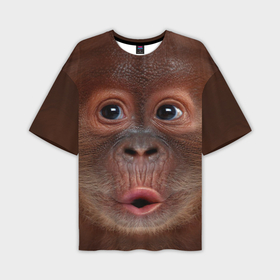Мужская футболка oversize 3D с принтом Орангутанг BigFace в Тюмени,  |  | bigface | глаза | голова | животные | лицо | обезьяна | орангутанг | рот