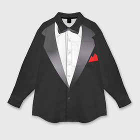 Мужская рубашка oversize 3D с принтом Смокинг в Курске,  |  | Тематика изображения на принте: жених | муж | свадьба | смокинг | смокинг для жениха