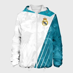 Мужская куртка 3D с принтом Реал Мадрид Real Madrid в Белгороде, ткань верха — 100% полиэстер, подклад — флис | прямой крой, подол и капюшон оформлены резинкой с фиксаторами, два кармана без застежек по бокам, один большой потайной карман на груди. Карман на груди застегивается на липучку | Тематика изображения на принте: fc | real madrid | реал мадрид | спорт | спортивные | фк | футбол | футбольный клуб