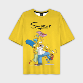 Мужская футболка oversize 3D с принтом Симпсоны в Петрозаводске,  |  | Тематика изображения на принте: пончики | семья | симпсоны