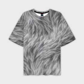 Мужская футболка oversize 3D с принтом Шкура волка ,  |  | Тематика изображения на принте: волк | дикая | дикий | животное | лес | луна | ночь | собака | тьма
