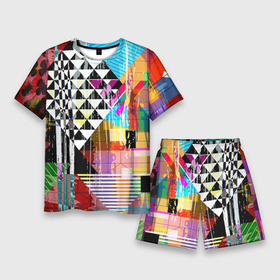 Мужской костюм с шортами 3D с принтом Abstractiongeometry в Курске,  |  | abstraction | geometry | polygon | абстракция | геометрия | грань | краски | кубик | кубики | линии | мозаика | полигон | разноцветные | ребро | текстура | тени | узор