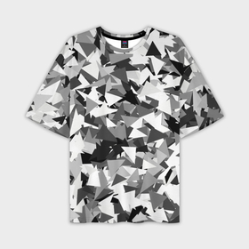 Мужская футболка oversize 3D с принтом Городской серый камуфляж в Белгороде,  |  | Тематика изображения на принте: армия | геометрический | геометрия | маскировка | милитари | паттерн | текстура | треугольники | чернобелый