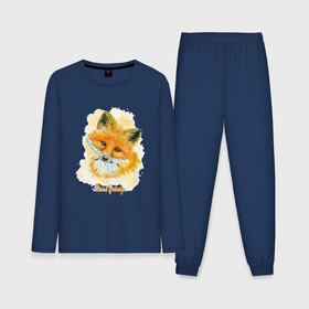 Мужская пижама с лонгсливом хлопок с принтом Лисичка в Кировске,  |  | fox | лес | лесной | лис | лиса | лисенок | лисичка | милый | рыжий | хищник