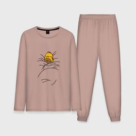 Мужская пижама с лонгсливом хлопок с принтом Спящий Гомер в Курске,  |  | homer | simpsons | гомер | симпсоны