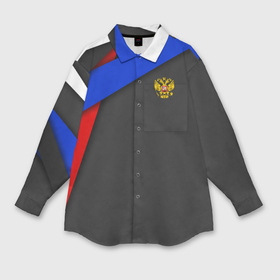 Мужская рубашка oversize 3D с принтом Russia sport в Белгороде,  |  | russia | sport | белый | герб | двуглавый орел | красный | патриот | россия | синий | спорт | спортивные | триколор | униформа