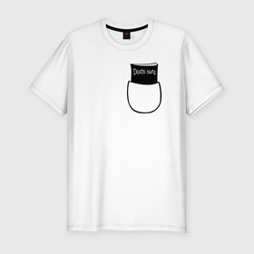 Мужская футболка хлопок Slim с принтом Death Note в Санкт-Петербурге, 92% хлопок, 8% лайкра | приталенный силуэт, круглый вырез ворота, длина до линии бедра, короткий рукав | death note | kira | ryuk | кира | рюк