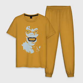 Мужская пижама хлопок с принтом Ryuk в Новосибирске, 100% хлопок | брюки и футболка прямого кроя, без карманов, на брюках мягкая резинка на поясе и по низу штанин
 | death note | kira | ryuk | кира | рюк