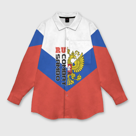 Мужская рубашка oversize 3D с принтом Combat sambo RU в Петрозаводске,  |  | герб | россии | самбо