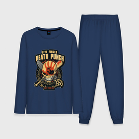 Мужская пижама с лонгсливом хлопок с принтом Five Finger Death Punch в Курске,  |  | Тематика изображения на принте: 5fdp | ffdp | five finger death punch