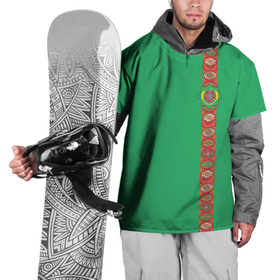 Накидка на куртку 3D с принтом Туркменистан, лента с гербом в Екатеринбурге, 100% полиэстер |  | tkm | tm | trkmenistan | азия | ашхабад | герб | государство | знак | надпись | патриот | полосы | республика | символ | снг | страна | туркмен | туркменистан | туркмения | флаг | флага | цвета
