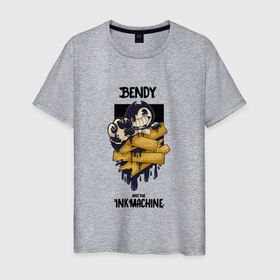 Мужская футболка хлопок с принтом Bendy в Новосибирске, 100% хлопок | прямой крой, круглый вырез горловины, длина до линии бедер, слегка спущенное плечо. | 0x000000123 | bendy | ink machine | бенди