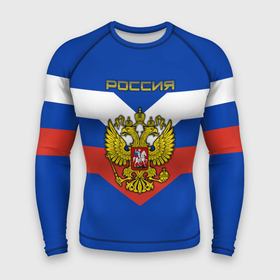 Мужской рашгард 3D с принтом Флаг Российской Федерации в Новосибирске,  |  | герб | рф | триколор