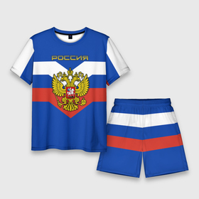 Мужской костюм с шортами 3D с принтом Флаг Российской Федерации в Белгороде,  |  | герб | рф | триколор