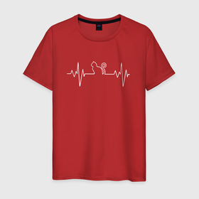 Светящаяся мужская футболка с принтом HeartbeatCat в Тюмени,  |  | animal | cat | cute | heart | kitty | meow | pet | животное | кот | котенок | котики | мяу | сердце