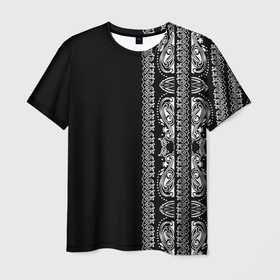 Мужская футболка 3D с принтом Узор маори в Екатеринбурге, 100% полиэфир | прямой крой, круглый вырез горловины, длина до линии бедер | бандана | кружево | татуировка | узор | узоры