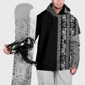 Накидка на куртку 3D с принтом Узор маори в Санкт-Петербурге, 100% полиэстер |  | бандана | кружево | татуировка | узор | узоры