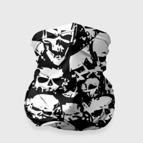 Бандана-труба 3D с принтом Черепа в Санкт-Петербурге, 100% полиэстер, ткань с особыми свойствами — Activecool | плотность 150‒180 г/м2; хорошо тянется, но сохраняет форму | skull | паттерн | черно белый