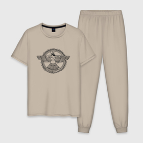 Мужская пижама хлопок с принтом Assyrian archer в Кировске, 100% хлопок | брюки и футболка прямого кроя, без карманов, на брюках мягкая резинка на поясе и по низу штанин
 | 