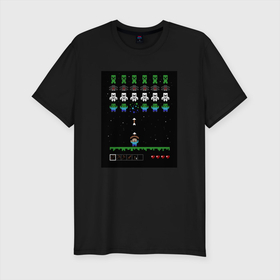 Мужская футболка премиум с принтом Minecraft (Захватчики) в Кировске, 92% хлопок, 8% лайкра | приталенный силуэт, круглый вырез ворота, длина до линии бедра, короткий рукав | 0x000000123 | invaders | minecraft | захватчики | майнкрафт