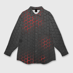 Мужская рубашка oversize 3D с принтом Неоновая стальная броня ,  |  | 2019 | abstract | future | light | romb | texture | абстракция | броня | будущее | геометрия | костюм | красный | креатив | ромб | свет | текстура | фигуры | цвет