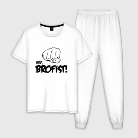 Мужская пижама хлопок с принтом Brofist PewDiePie в Новосибирске, 100% хлопок | брюки и футболка прямого кроя, без карманов, на брюках мягкая резинка на поясе и по низу штанин
 | Тематика изображения на принте: 