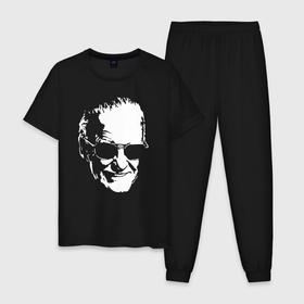 Мужская пижама хлопок с принтом STAN LEE в Кировске, 100% хлопок | брюки и футболка прямого кроя, без карманов, на брюках мягкая резинка на поясе и по низу штанин
 | stan lee | ли | стен | стэн