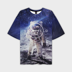 Мужская футболка oversize 3D с принтом Starfield в Новосибирске,  |  | 2019 | 2020 | bethesda | logo | space | starfield | звезды | игра | космонавт | космос | логотип | старфиелд