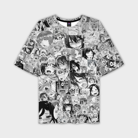 Мужская футболка oversize 3D с принтом Ахегао лица ,  |  | ahegao | kawai | kowai | oppai | otaku | senpai | sugoi | waifu | yandere | ахегао | ковай | отаку | сенпай | яндере