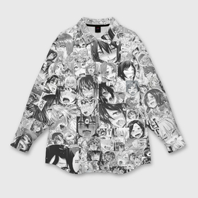 Мужская рубашка oversize 3D с принтом Ахегао лица в Кировске,  |  | ahegao | kawai | kowai | oppai | otaku | senpai | sugoi | waifu | yandere | ахегао | ковай | отаку | сенпай | яндере