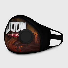 Маска из неопрена с принтом DOOM Eternal в городе Новоалтайск, неопрен 100% | Форма огибающая нос. Резинки для ушей с дополнительной резинкой на затылке. Клапан для выдоха для активного дыхания при занятиях спортом. Эластичный материал маски и окантовки для лучшего растяжения и прилегания маски.  | doom | doomguy | slayer | вечный | дум | думгай | палач рока