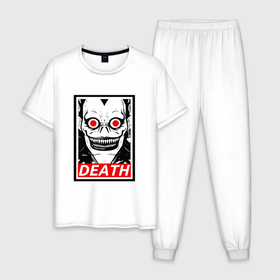 Мужская пижама хлопок с принтом Poster Monster , 100% хлопок | брюки и футболка прямого кроя, без карманов, на брюках мягкая резинка на поясе и по низу штанин
 | Тематика изображения на принте: anime | death note | manga | ryuk | аниме | герой | манга | риюк