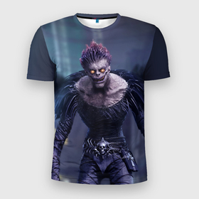 Мужская футболка 3D Slim с принтом God of death в Санкт-Петербурге, 100% полиэстер с улучшенными характеристиками | приталенный силуэт, круглая горловина, широкие плечи, сужается к линии бедра | anime | death note | аниме