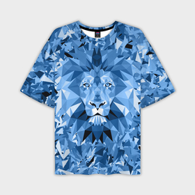Мужская футболка oversize 3D с принтом Сине бело голубой лев ,  |  | fczp | spb | zenit | белый | геометрия | зенит | питер | санкт петербург | синий | спб | треугольники