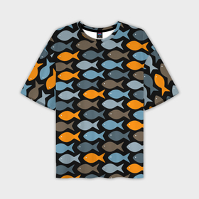 Мужская футболка oversize 3D с принтом Рыбки ,  |  | карась | окунь | паттерн | рыба