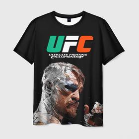 Мужская футболка 3D с принтом UFC Конор Макгрегор в Екатеринбурге, 100% полиэфир | прямой крой, круглый вырез горловины, длина до линии бедер | Тематика изображения на принте: 