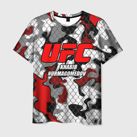Мужская футболка 3D с принтом Хабиб Нурмагомедов   UFC в Санкт-Петербурге, 100% полиэфир | прямой крой, круглый вырез горловины, длина до линии бедер | 