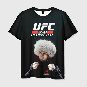 Мужская футболка 3D с принтом UFC   Хабиб Нурмагомедов в Санкт-Петербурге, 100% полиэфир | прямой крой, круглый вырез горловины, длина до линии бедер | 