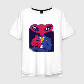 Мужская футболка хлопок Oversize с принтом Пришелец Босс , 100% хлопок | свободный крой, круглый ворот, “спинка” длиннее передней части | alien | босс | инопланетяне | инопланетянин | нло | пришелец | пришельцы | работа | чужой