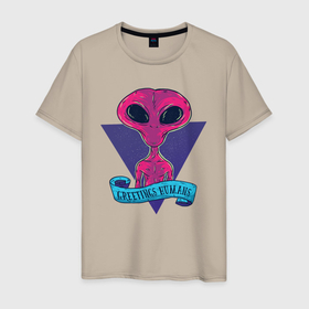 Мужская футболка хлопок с принтом Пришелец в Курске, 100% хлопок | прямой крой, круглый вырез горловины, длина до линии бедер, слегка спущенное плечо. | alien | aliens | инопланетяне | инопланетянин | нло | пришелец | пришельцы | чужой
