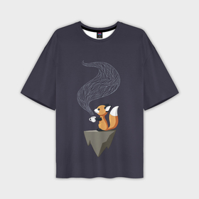 Мужская футболка oversize 3D с принтом Coffee Fox в Санкт-Петербурге,  |  | Тематика изображения на принте: coffee | cute | fox | foxes | ginger | tail | забавная | кофе | кофеёк | кофеёчек | лис | лиса | лисица | лисицы | лисичка | лисички | лисы | милая | рыжая | рыжие | смешная | фыр | хвост | хвосты