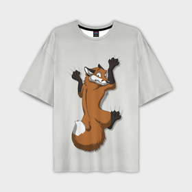 Мужская футболка oversize 3D с принтом Лис Вцепился в Санкт-Петербурге,  |  | cute | fox | foxes | ginger | tail | вцепился | забавная | капаркается | лис | лиса | лисица | лисицы | лисичка | лисички | лисы | милая | рыжая | рыжие | смешная | фыр | хвост | хвосты