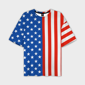 Мужская футболка oversize 3D с принтом Американский Флаг в Санкт-Петербурге,  |  | америка | вашингтон | звезды | патриот | сша | трамп | триколор