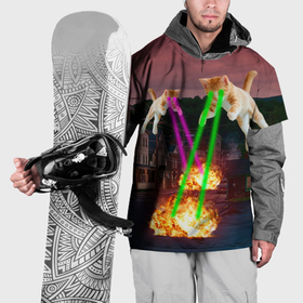 Накидка на куртку 3D с принтом Кошачья атака лазерами   мем авиация в Курске, 100% полиэстер |  | attack | bomb | cat | lazer | meme | neon | party | вечеринка | взрыв | коты | кошак | кошка | лазер | мем | неон | огонь