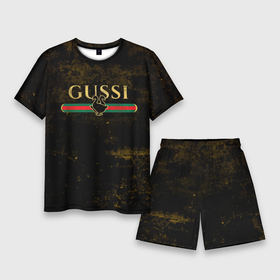 Мужской костюм с шортами 3D с принтом Gussi gold в Тюмени,  |  | Тематика изображения на принте: fasion | gold | gucci | gussi | trend | гусси | гуччи | золото | золотой | мода | одежда | тренд | тренды